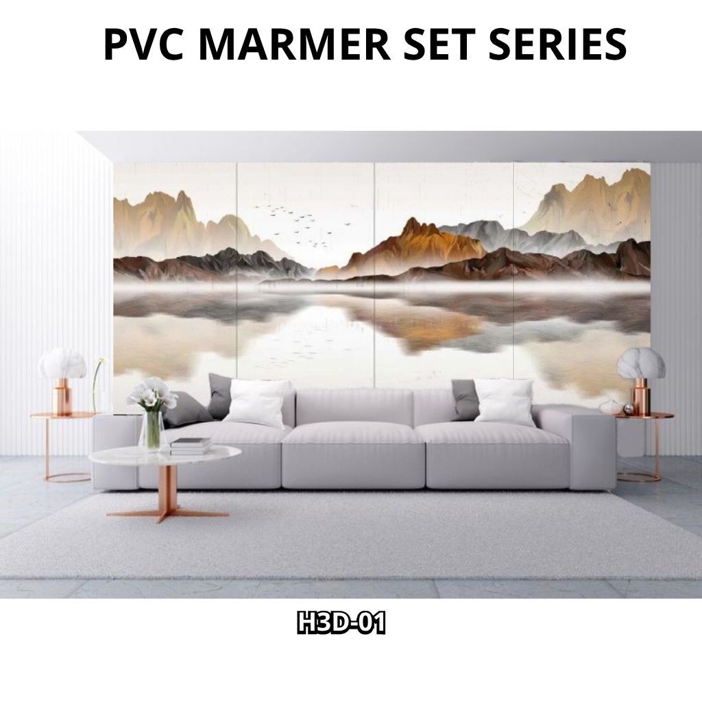 PVC Marmer Set Series / PVC Marmer Sati Set / Panel Dinding PVC Marmer Satu Set / Panel Interior Mot
