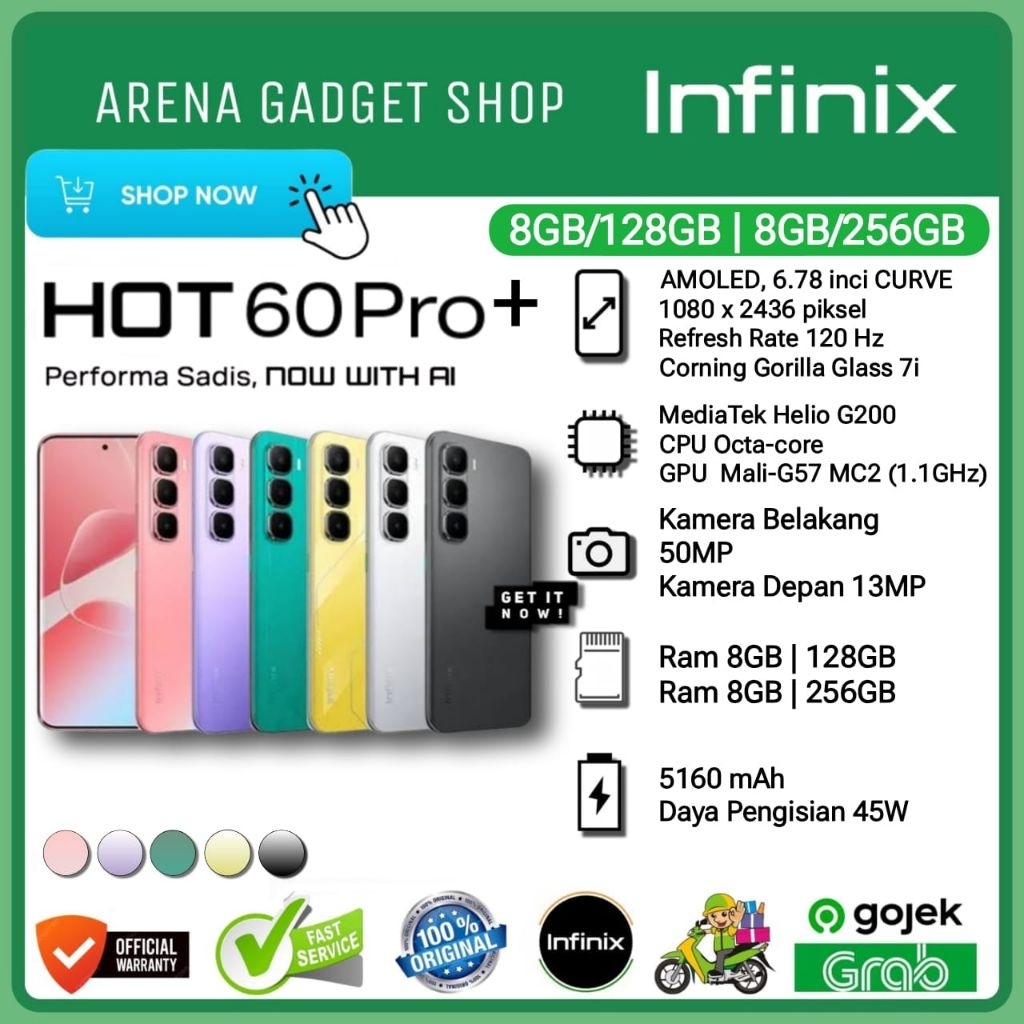 Infinix Hot 60 Pro Plus Ram 8/128Gb 8/256Gb New Original Resmi Infinix 8+8/128Gb 8+8/256Gb Hot 60 Pr