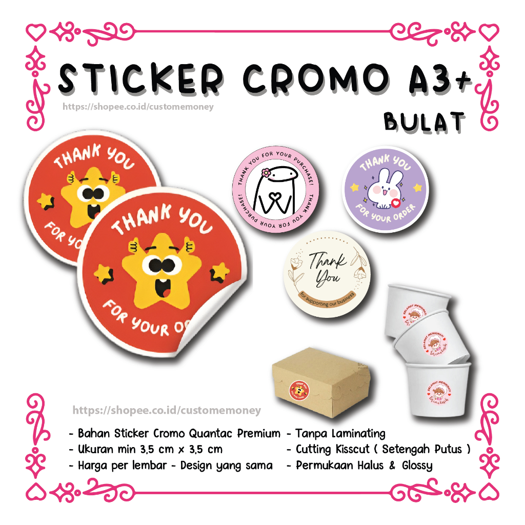 

Cetak Stiker Cromo Bulat Logo Label Makanan Print Sticker Jualan Makanan Custom Lingkaran Chromo A3+