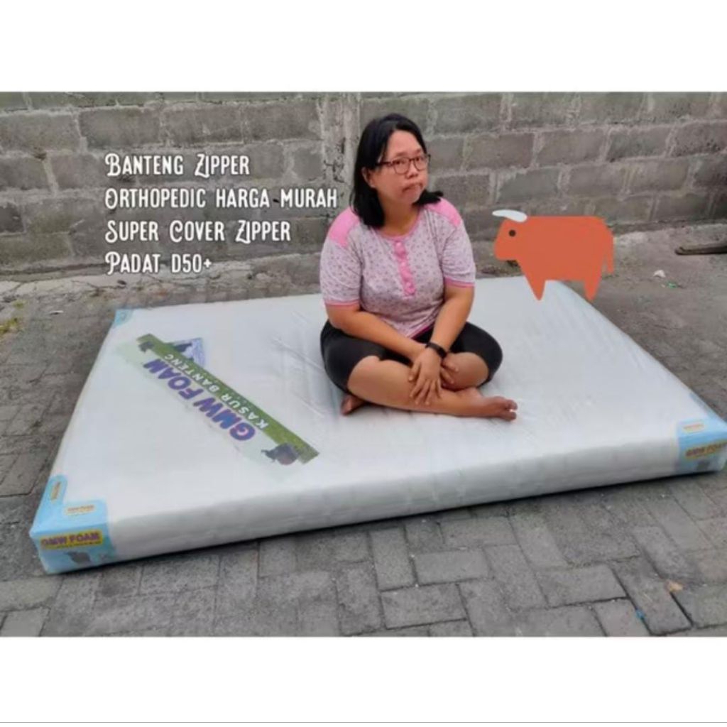 Promo banteng zipper kasur busa hard foam rebonded d50+ GMW multi Super cover tebal halus