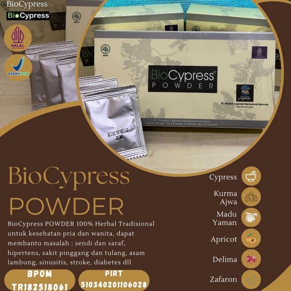 [ORIGINAL] HERBAL BIOCYPRESS POWDER KEMASAN SACHET HERBAL SENDI DAN SARAF