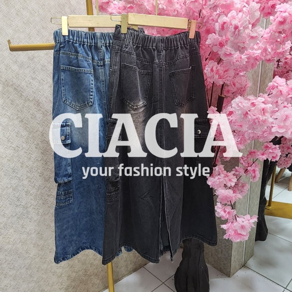 Rok Jeans Wanita | Cantika Cargo all size 100% ASLI BANGKOK