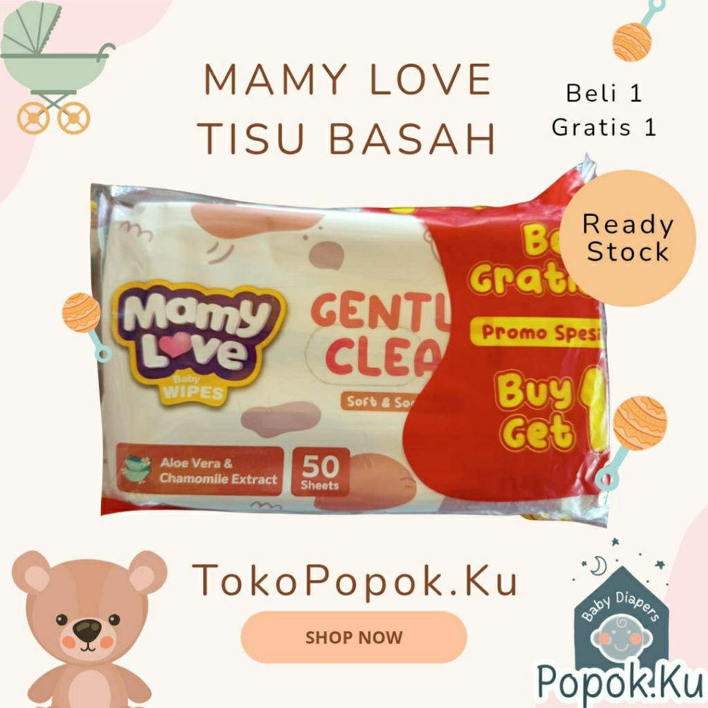 Tisu Basah MamyLove / Baby Wipes Mamy Love beli 1 gratis 1. Tisu murah.