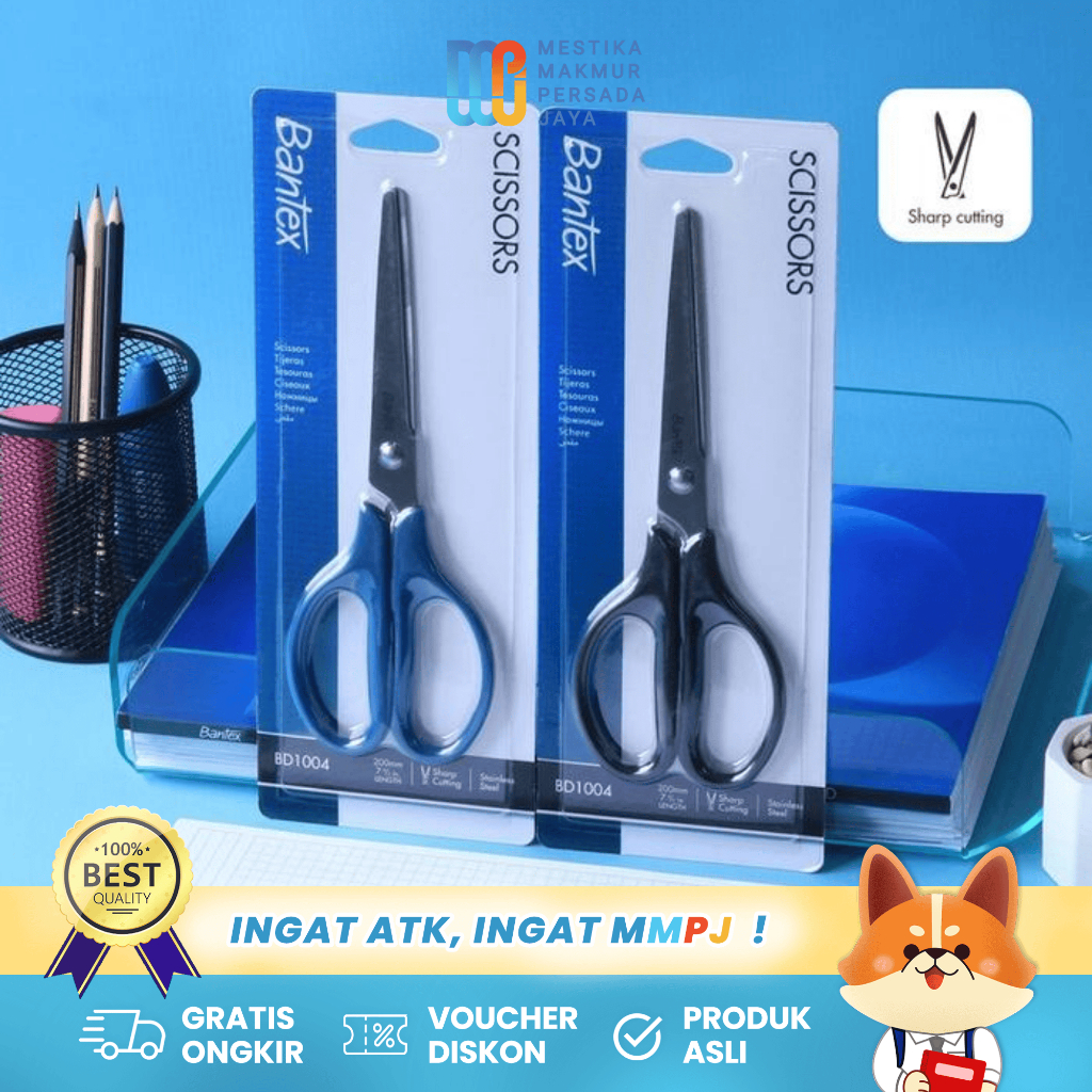 

Bantex Gunting Kertas / Office Scissor Pegangan Simetris Pisau Tajam - 210 mm BD1004