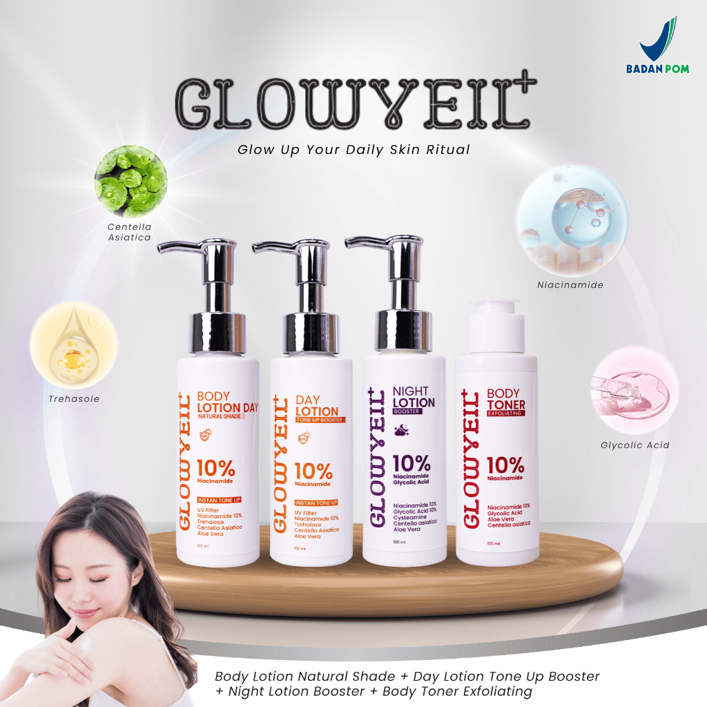 Glowveil All Produk - (Day Lotion Tone Up Booster, Day Natural Shade, Night Lotion Booster, Toner Ex