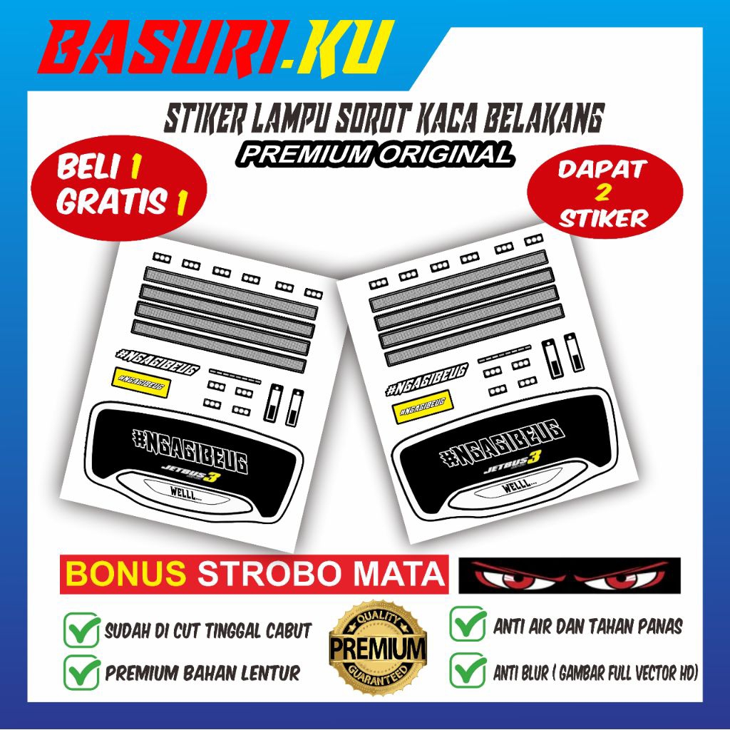 (KODE 26) STIKER STROBO LAMPU SOROT MINIATUR BUS DAN KACA BELAKANG