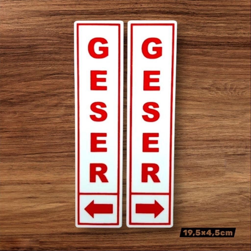 

Akrilik sign tulisan GESER / tanda untuk membuka pintu - Harga Sepasang
