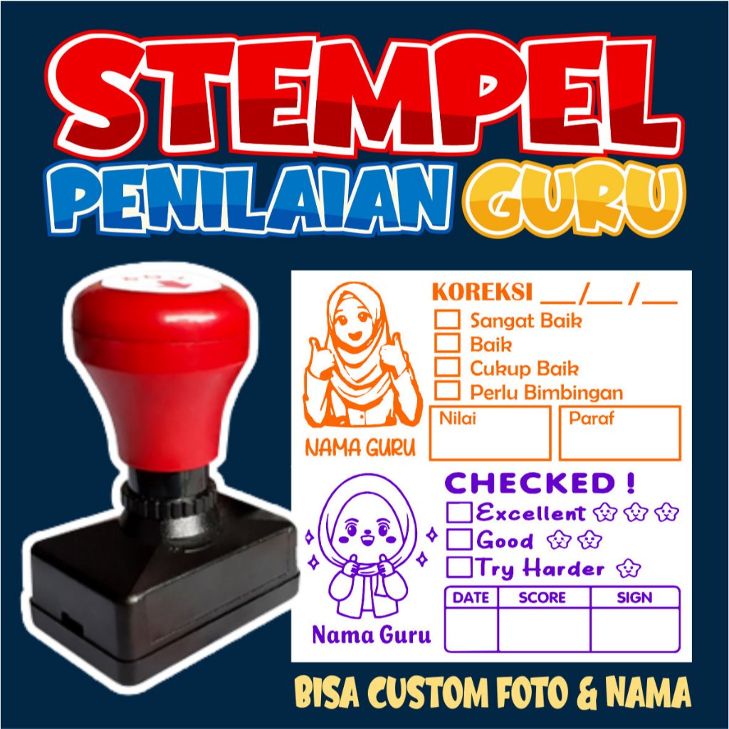 

Stempel penilaian guru bisa custom nama foto & desain