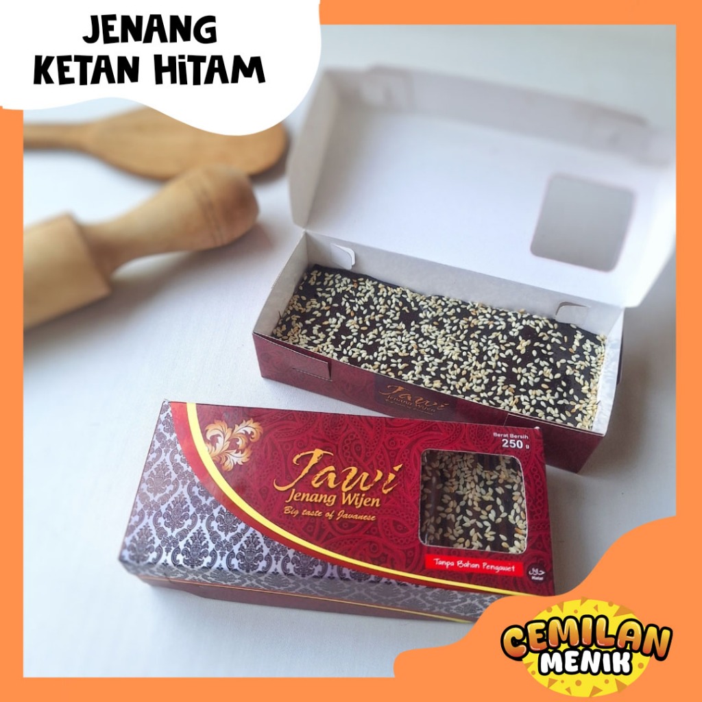 

Jenang Ketan Hitam/Waluh/Labu Khas Paciran Lamongan Merek Jenang Jawi Berat 250 gr (Repack Pakai Plastik)
