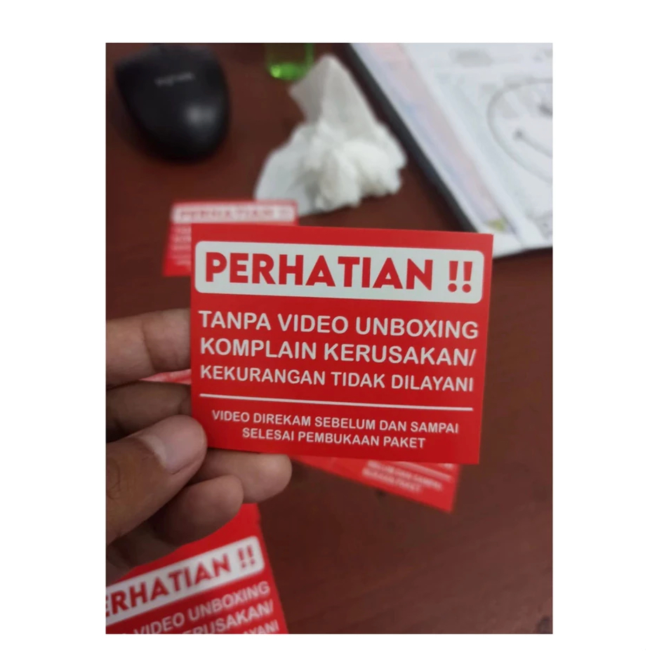 

STIKER UNBOXING MERAH UK 5 X 4 CM QTY 100 PCS GEN2 VIDEO KECIL UNBOXING CAMERA STIKER RP 50 BUTUH CEPAT JNT DARAT FWMART