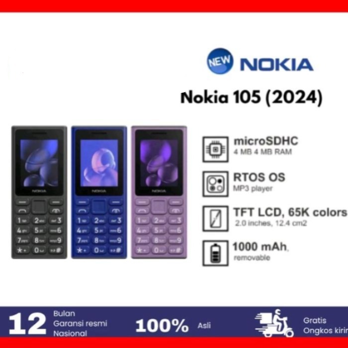 [ Hape ] Nokia 105 Fox - Garansi Resmi - Hp Nokia 105 2024
