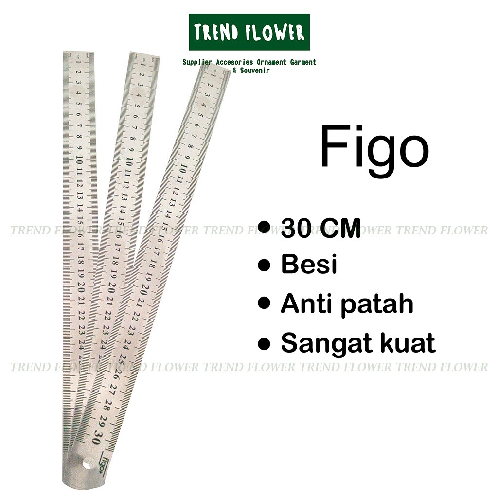 

[PER-LUSIN] Penggaris Plastik Besi Ruler Stainless Mistar Mika 30 cm Figo pengukur kertas A3 A4 A2 penggaris 30cm