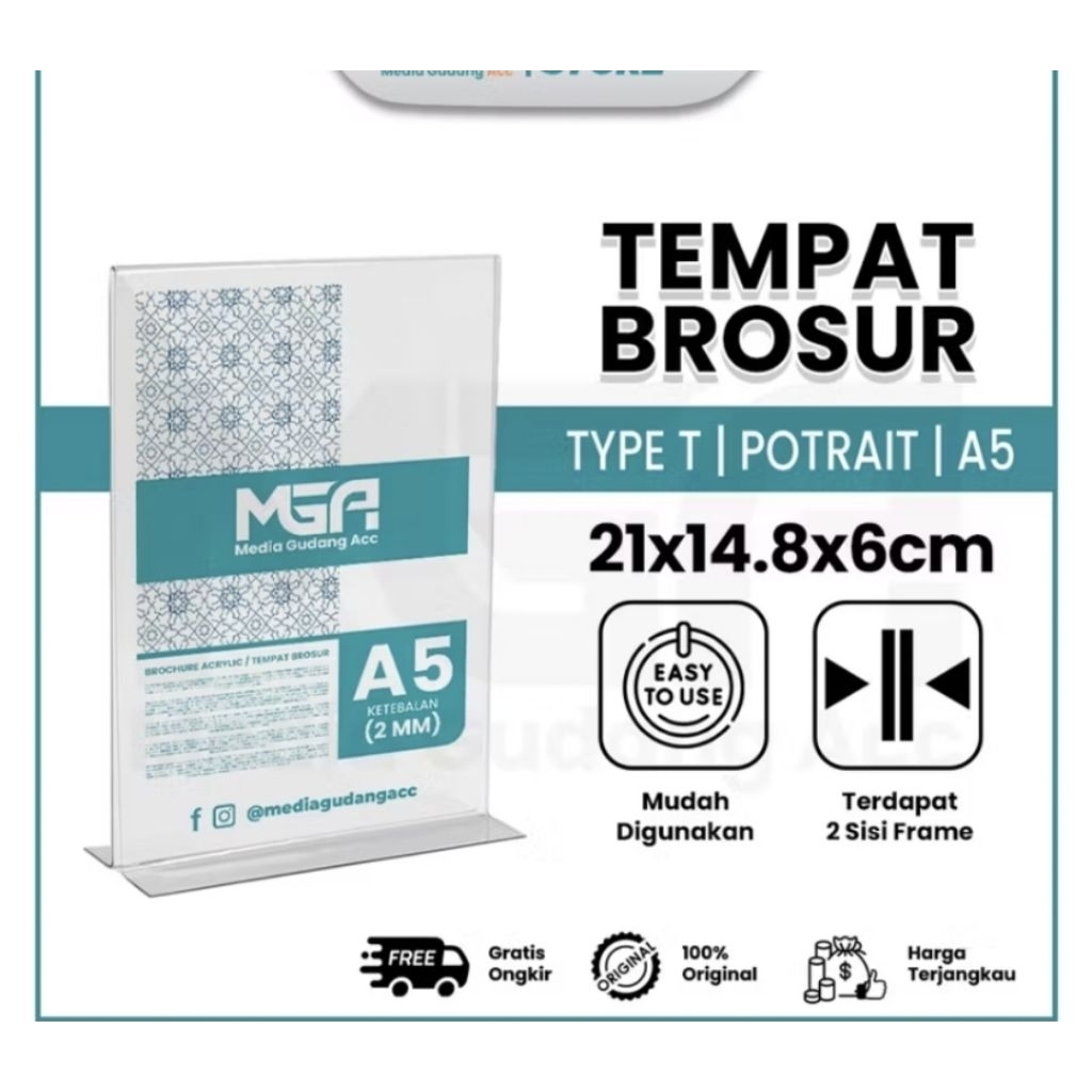 

Tempat Brosur A5 Potrait 2 Sisi Akrilik Tebal 2mm Tent Holder Tent Card Stand Display
