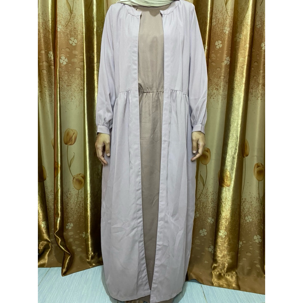 Preloved Set Dress Muslimah Hijab Outer Panjang  dan Inner Dress Sleeveless - Dress Hardware - Dress