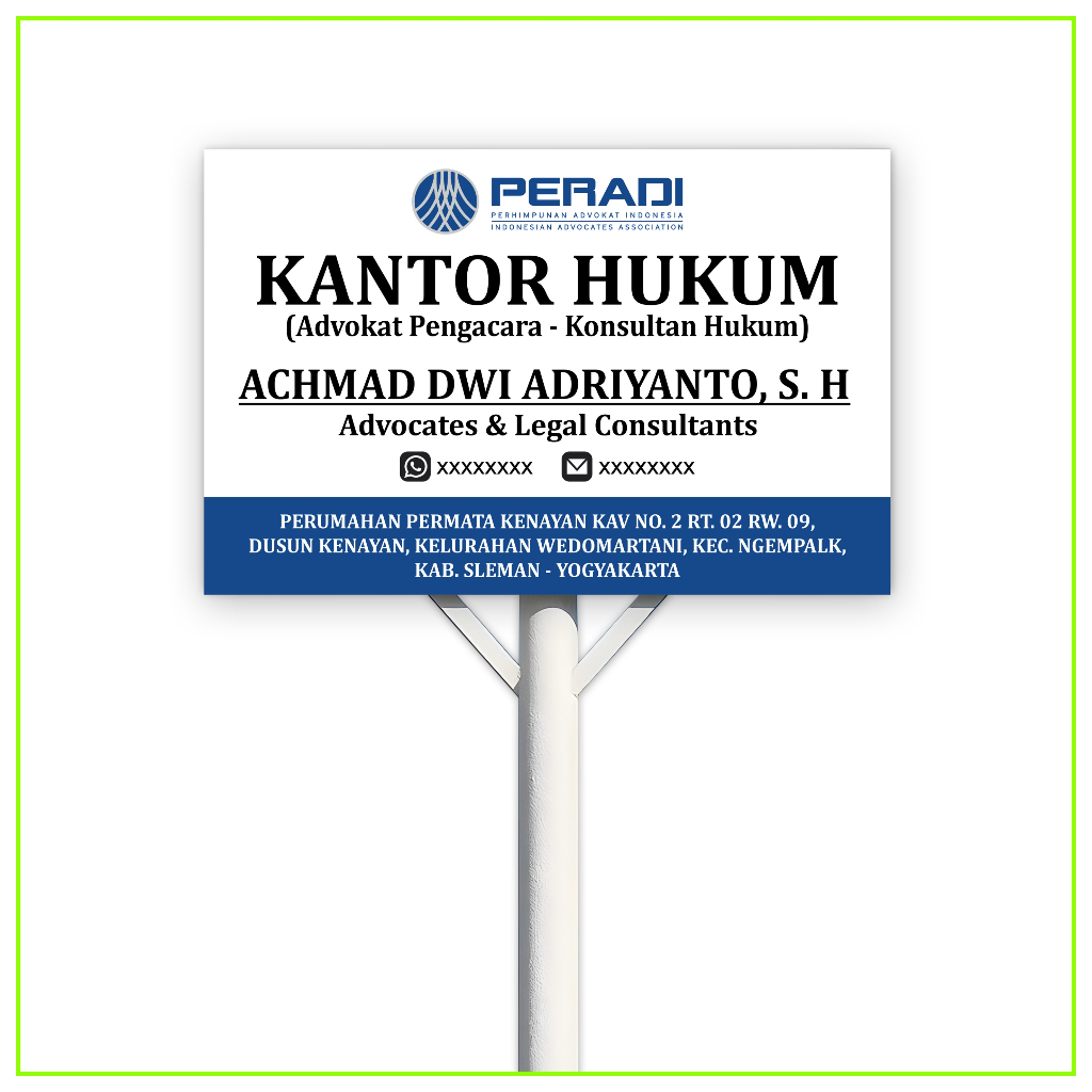 

Kantor Hukum Advokat Pole Sign Papan Nama Jalan + Tiang Besi Fullset