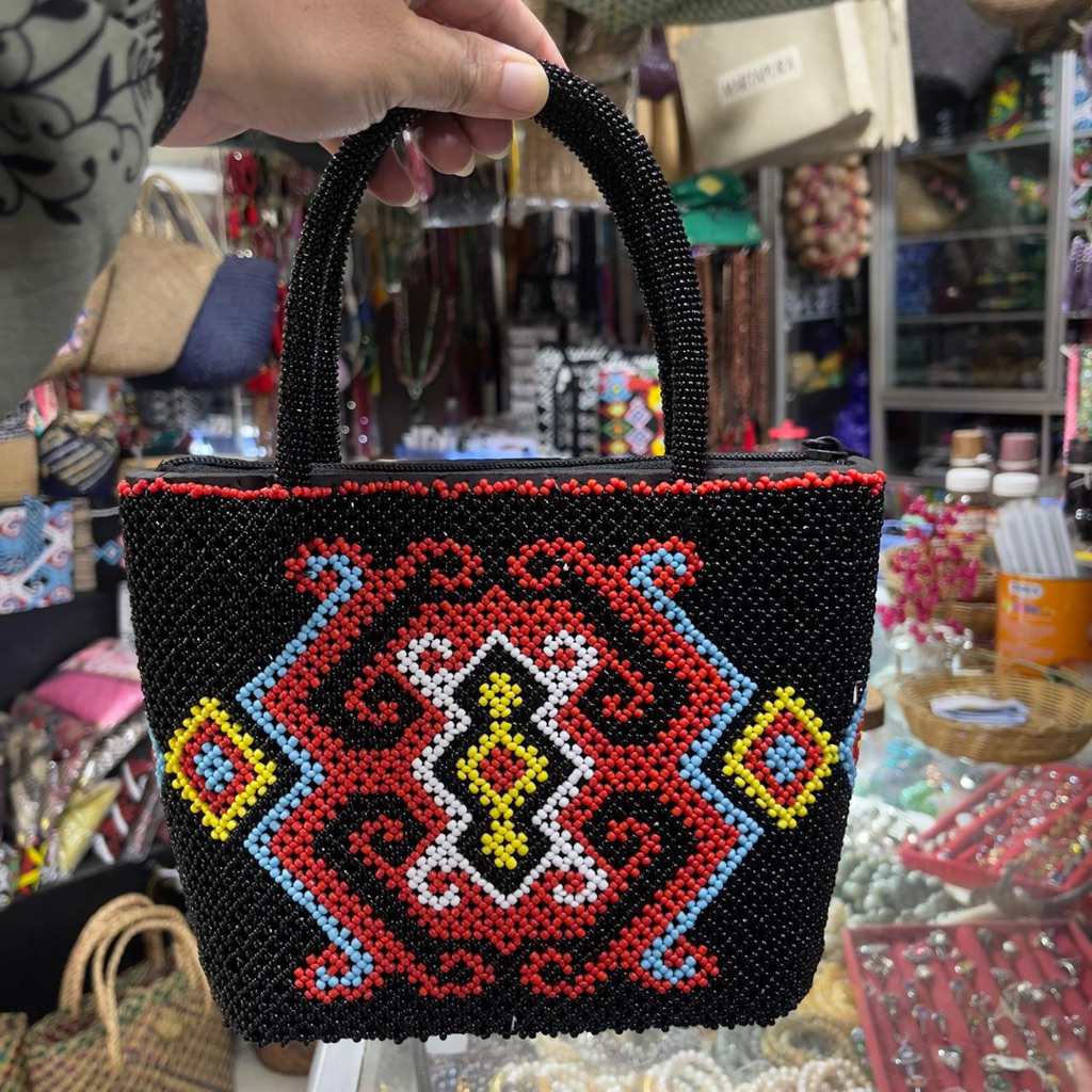 Tas Handbag Manik-Manik Motif Dayak/Tas Manik etnik