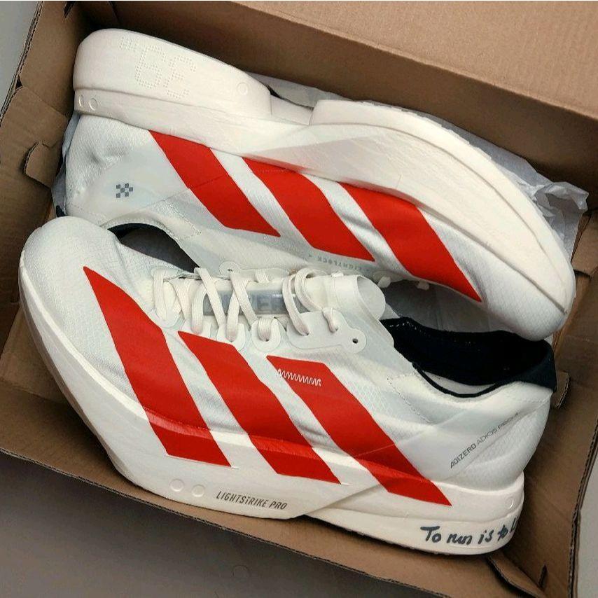ADIZERO ADIOS PRO 4 OFF WHITE BETTER SCARLET TO RUN IS TO LIVE JR6363