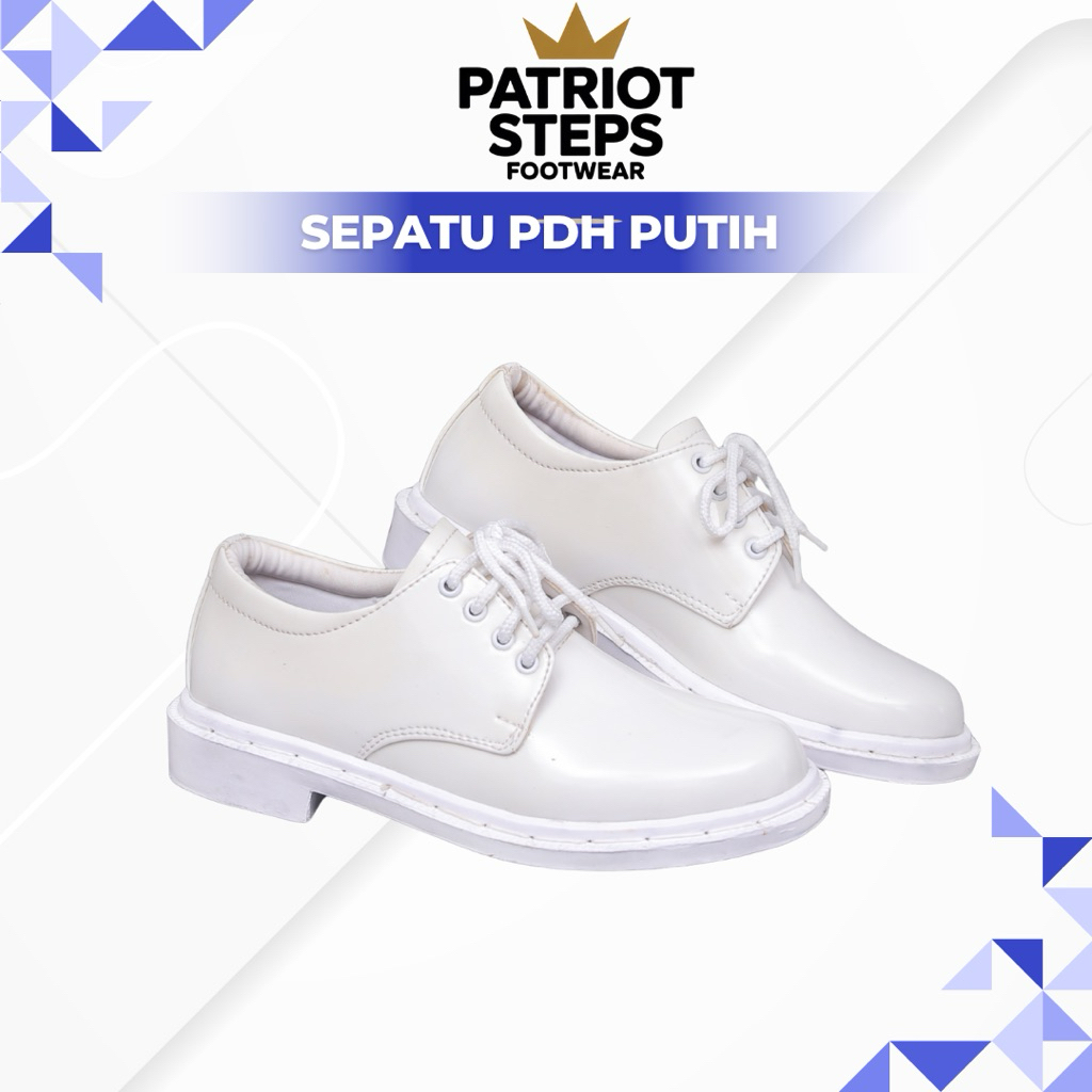 PATRIOT STEPS - Sepatu PASKIBRA Sepatu PDU TNI AL Sepatu Upacara Sepatu Pdh Full Putih Sepatu Pdh Pa