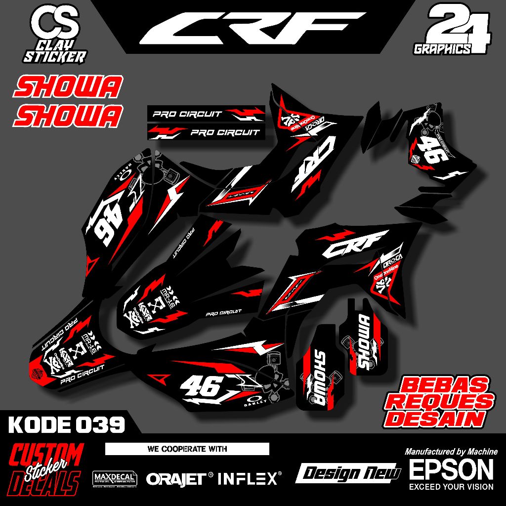 Decal Stiker Motor CRF 150L Full Body – Bahan Tebal & Awet – Free Request Nama & Sponsor Kode 039