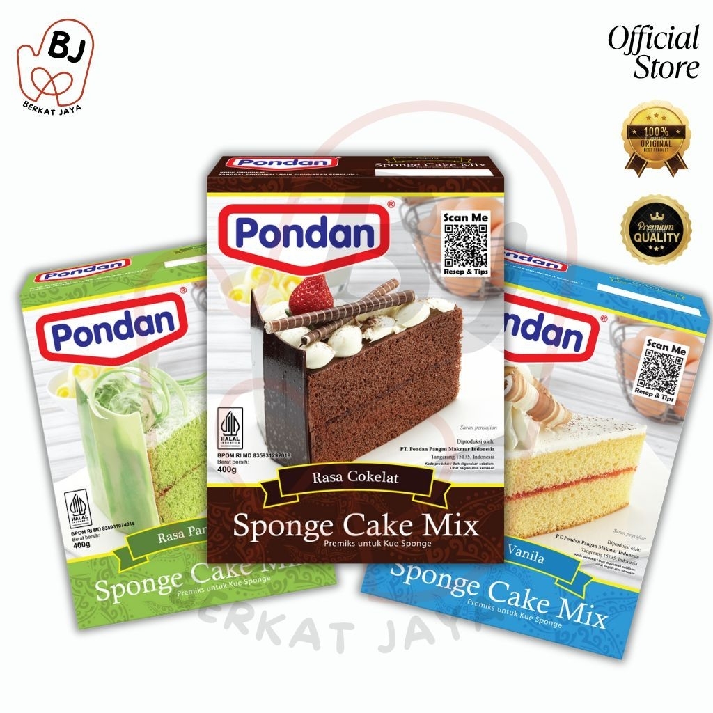 

Pondan Sponge Pandan,Vanila,Coklat 400g