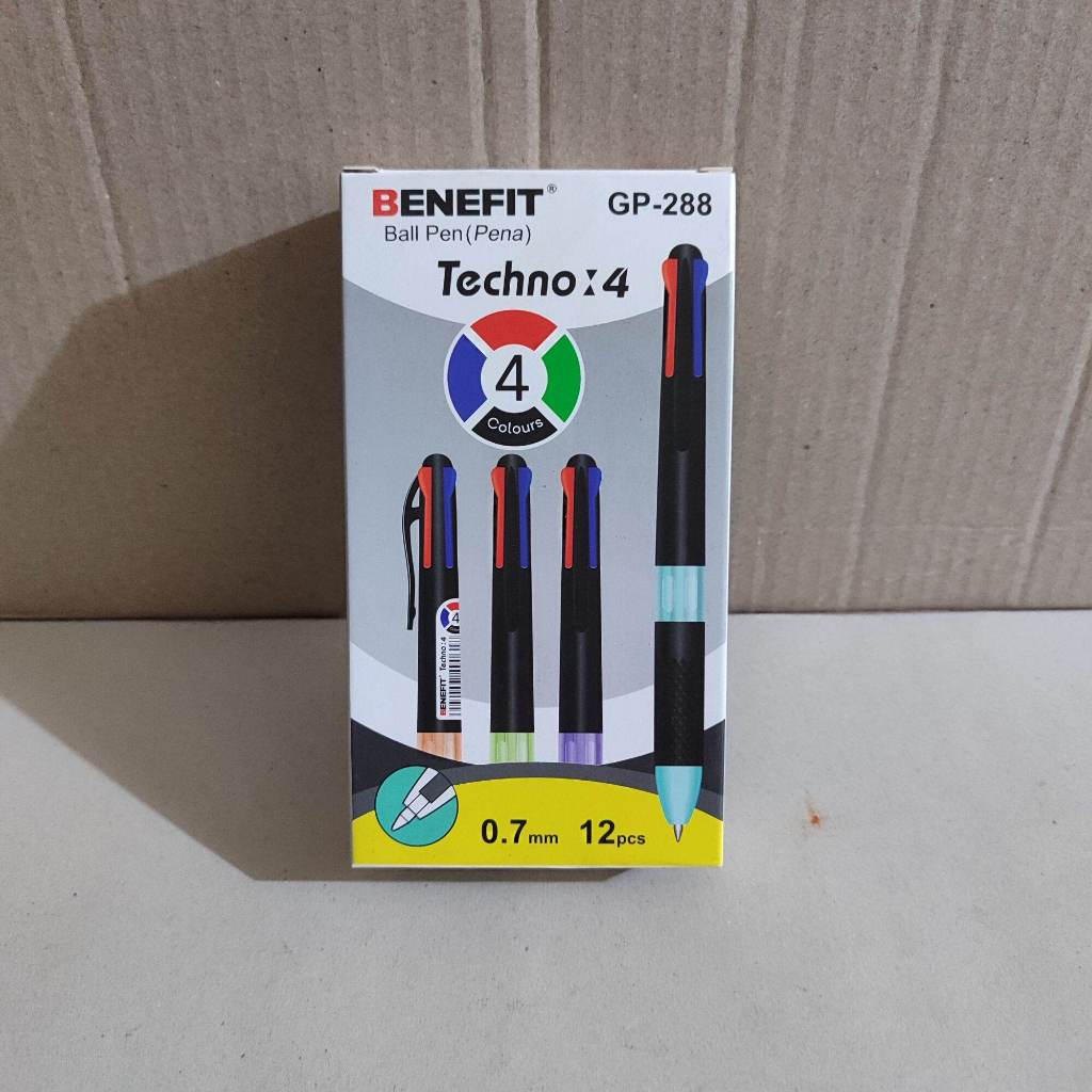 

Pack Ball Pen BENEFIT Techno 4 GP-288 4 Warna