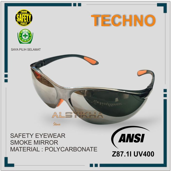 Kacamata Safety Fashion Anti UV STANDART ANSI Hitam Smoke