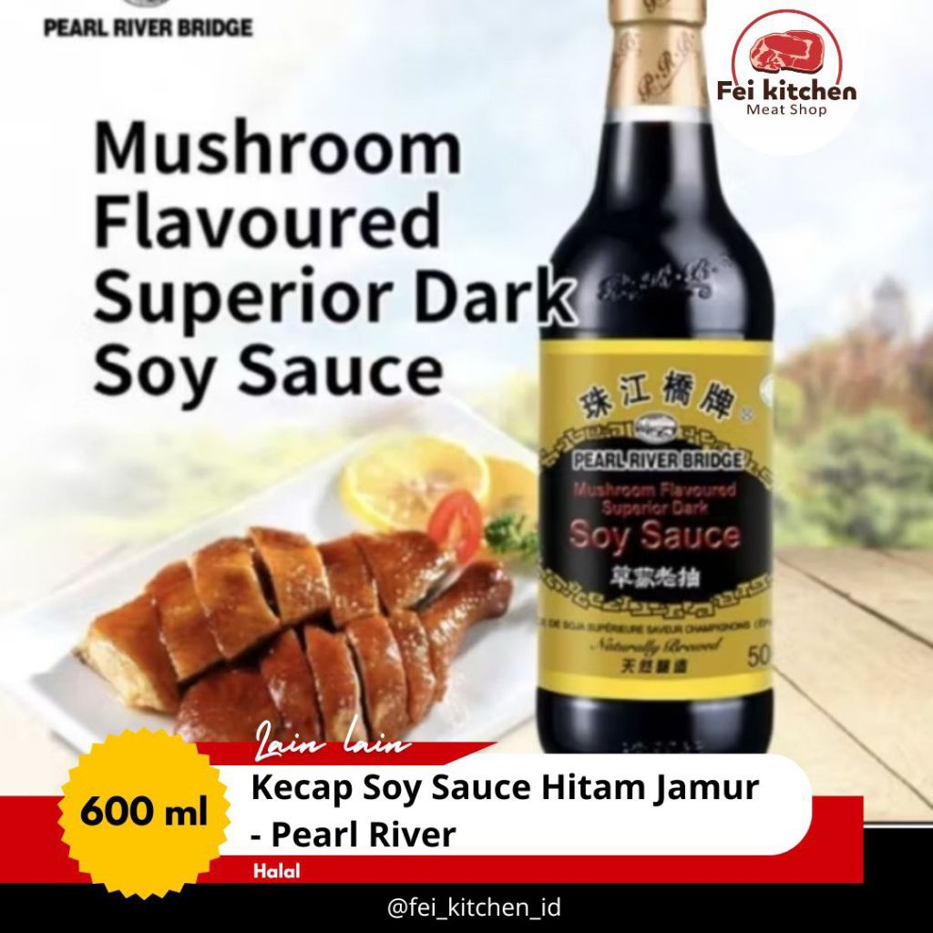 PRB kecap soy saus hitam jamur pearl river bridge 600ml
