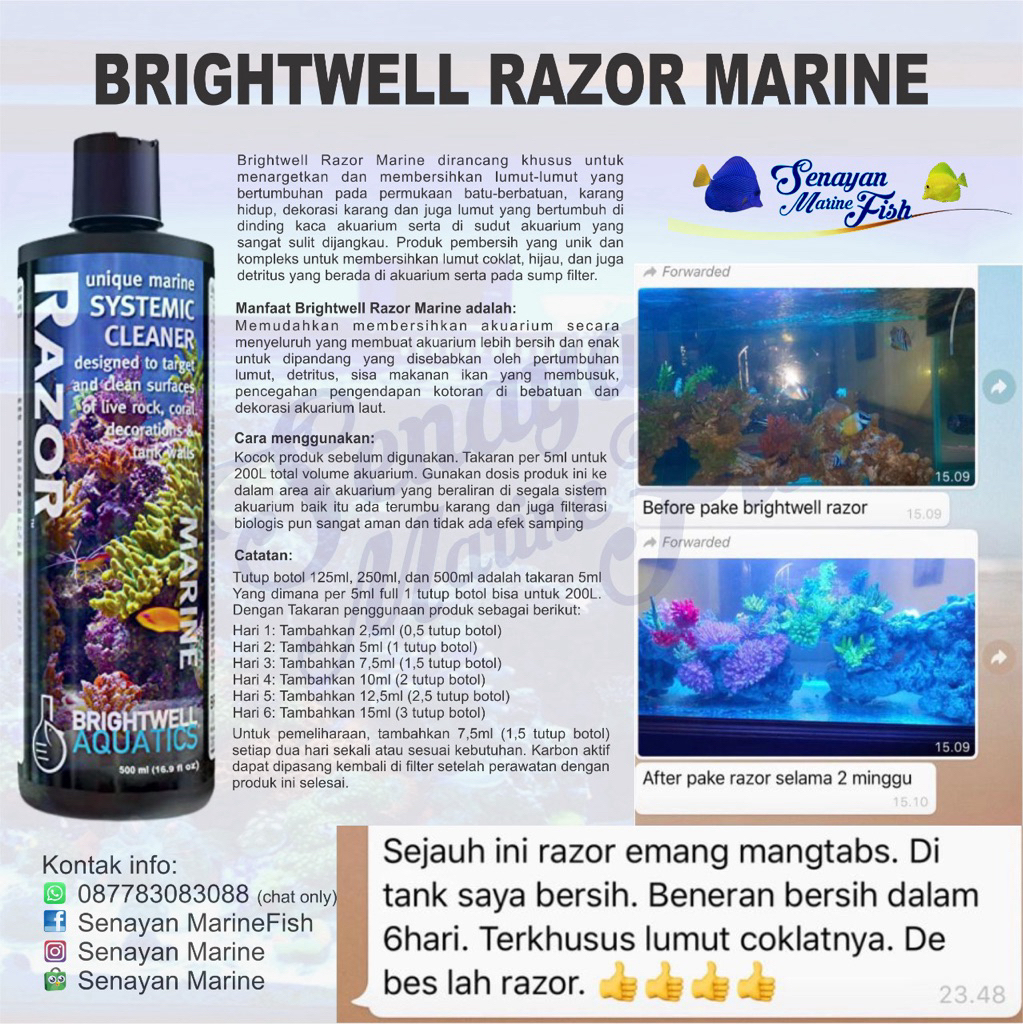 Brightwell Razor Marine size 250ml (Reef Aquarium) effective for Algae Removal