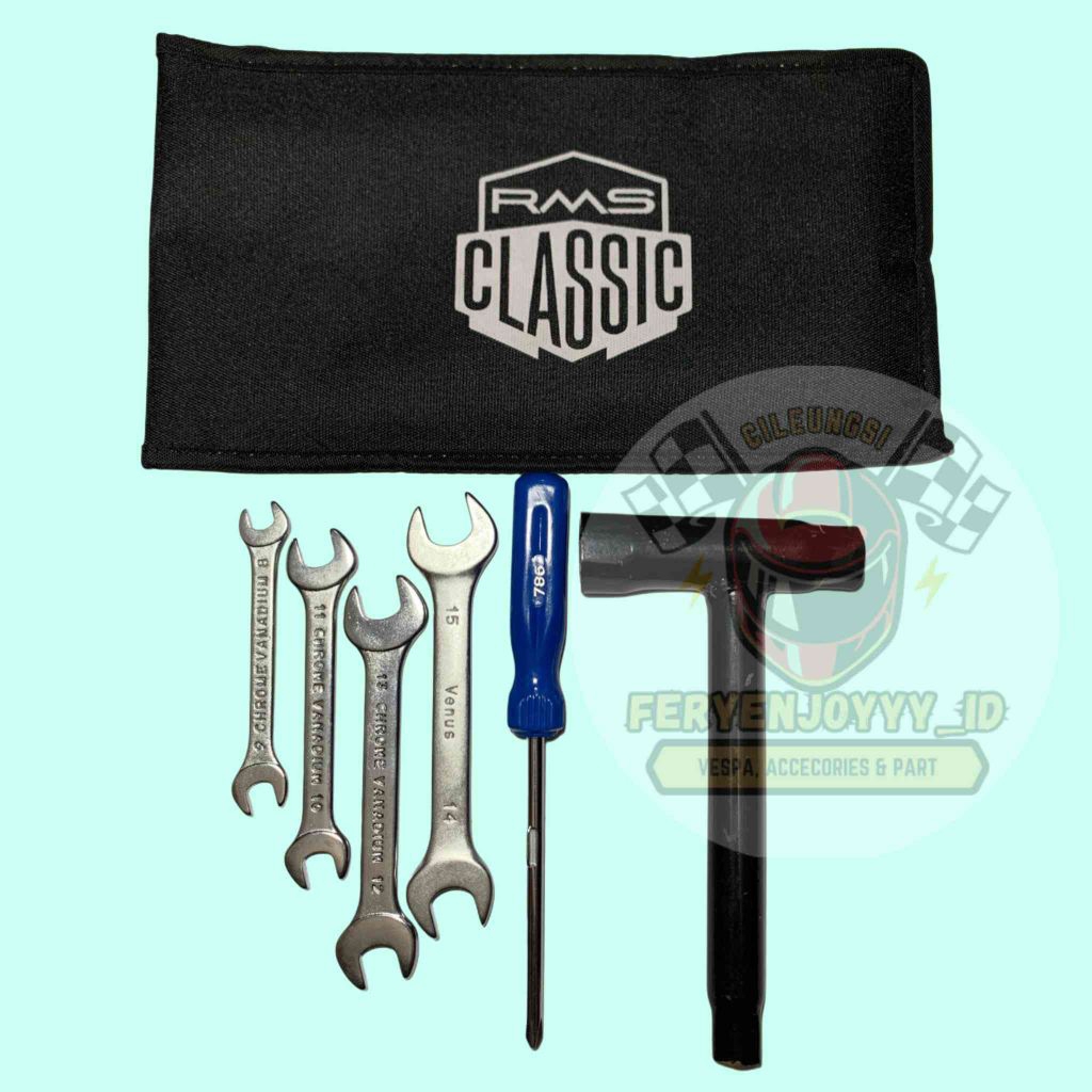 TOOLKIT TOOLBAG TAS KUNCI PERKAKAS OBENG BUSI RMS ITALY VESPA LAMBRETTA