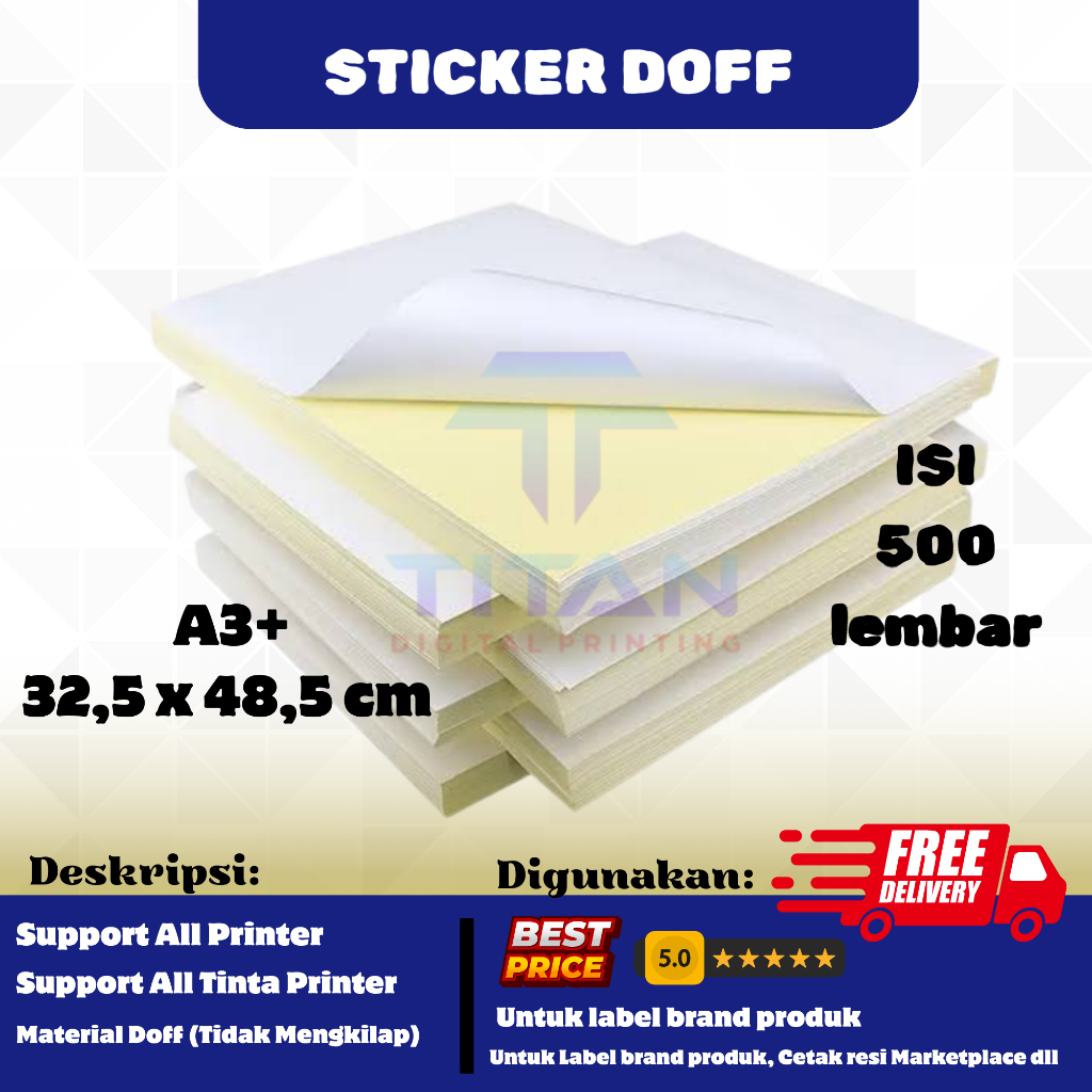 Kertas Sticker HVS A3 Plus isi 500 lembar / Kertas StIker HVS Doff A3 Plus / Stiker A3 Plus / Sticke