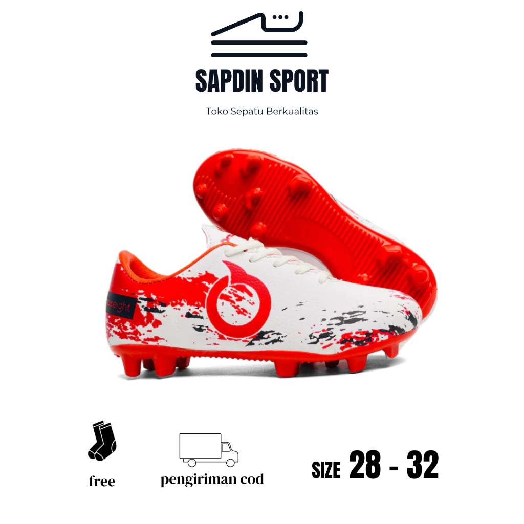 Sepatu Bola Anak-Anak Baby Ortuseight Putih Merah. Sepatu Olahraga Size 28- 32