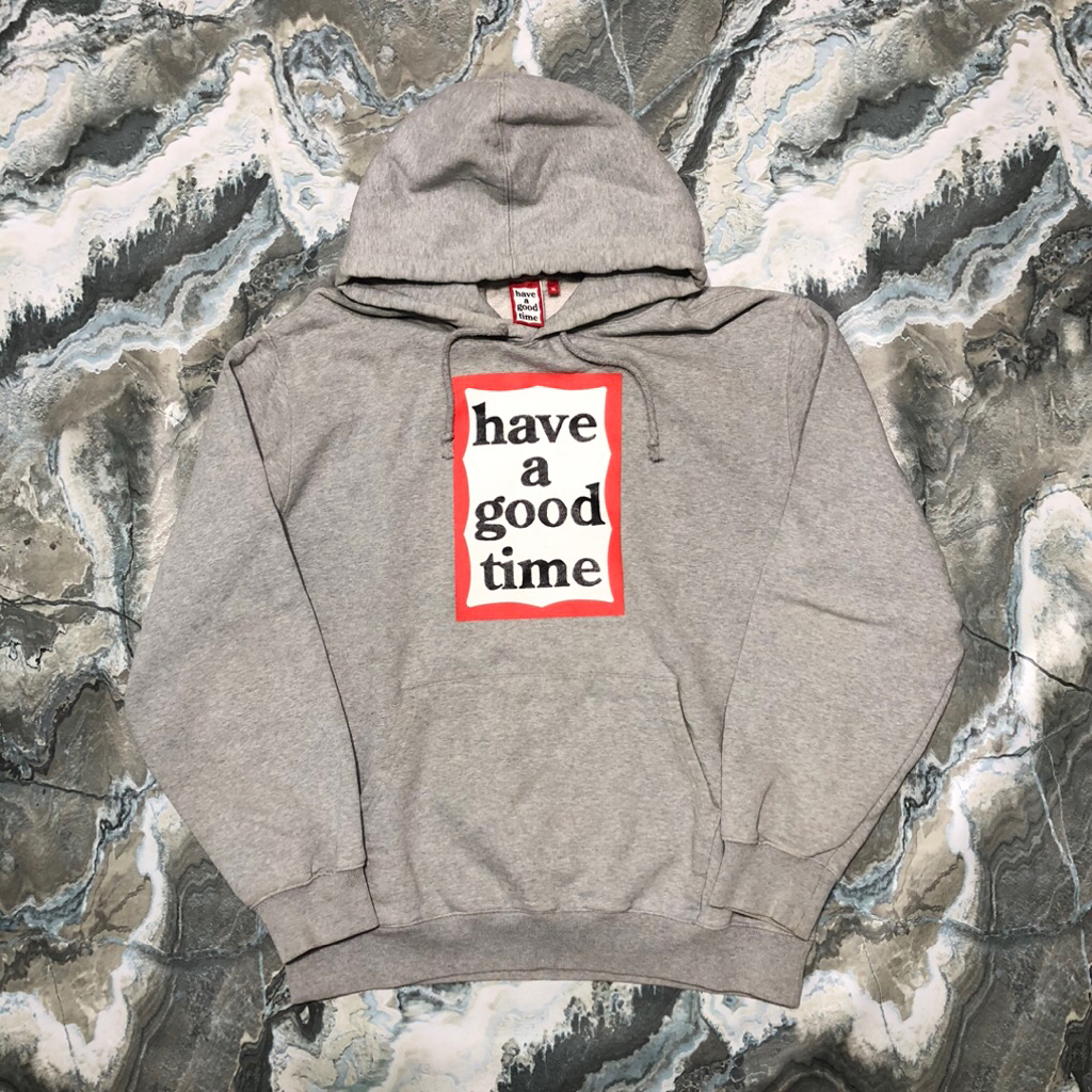 jacket hoodie have a good time grey logo box