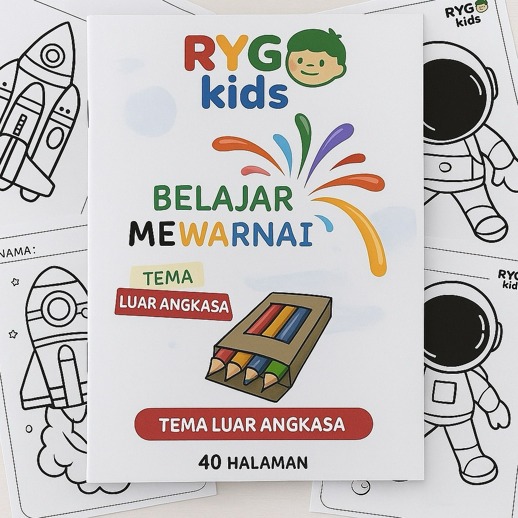 

40 Lembar Kertas Mewarnai Tema Luar Angkasa – Pilih Ukuran A4 atau A5, Kertas Tebal Berkualitas