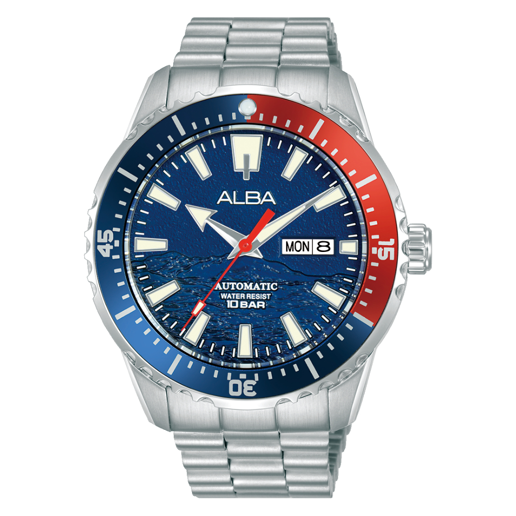 Alba Mechanical AL4735X1 Automatic Men Pepsi Blue Dial Stainless Steel - Jam Tangan Alba Original