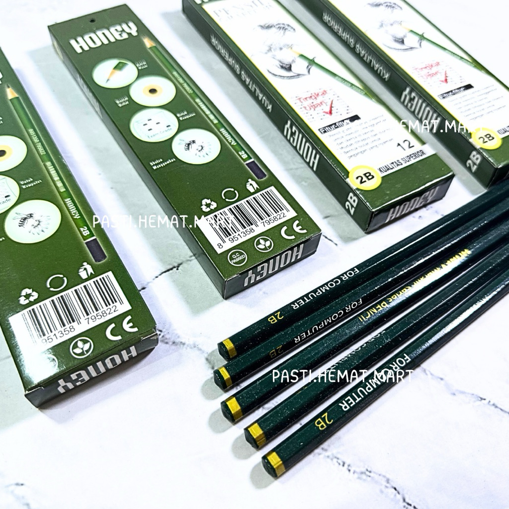 

PENSIL 2B HONEY / MILTON | 3 - 12 PCS | Warna Hitam, Ujian & Sekolah