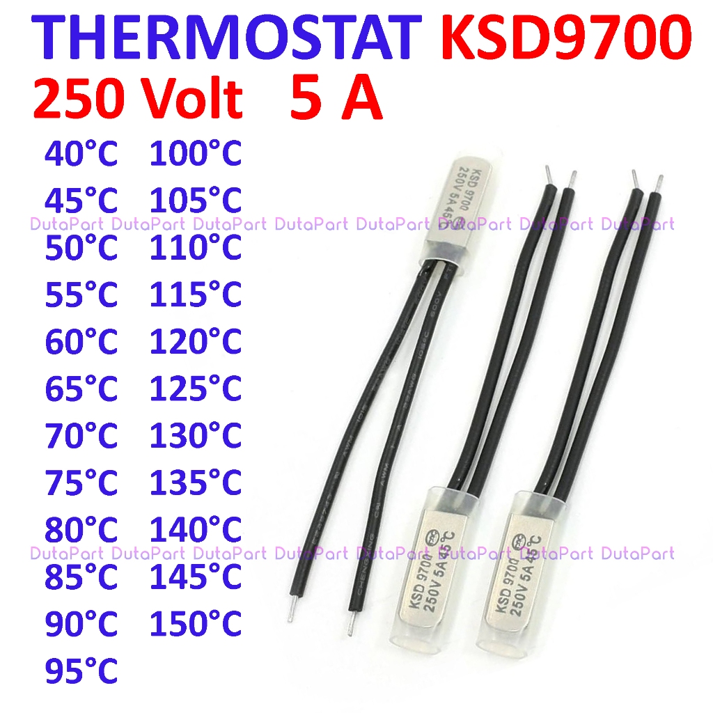 KSD9700 250V 5A Thermal Switch Thermostat Bimetal Thermofuse KSD-9700 °C