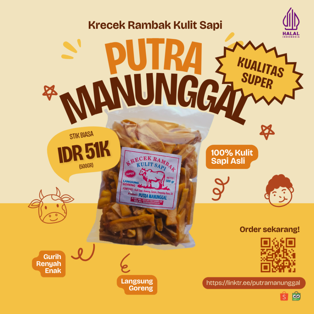 

Krecek Rambak Kulit Sapi Asli Stik Kualitas SUPER 500gr