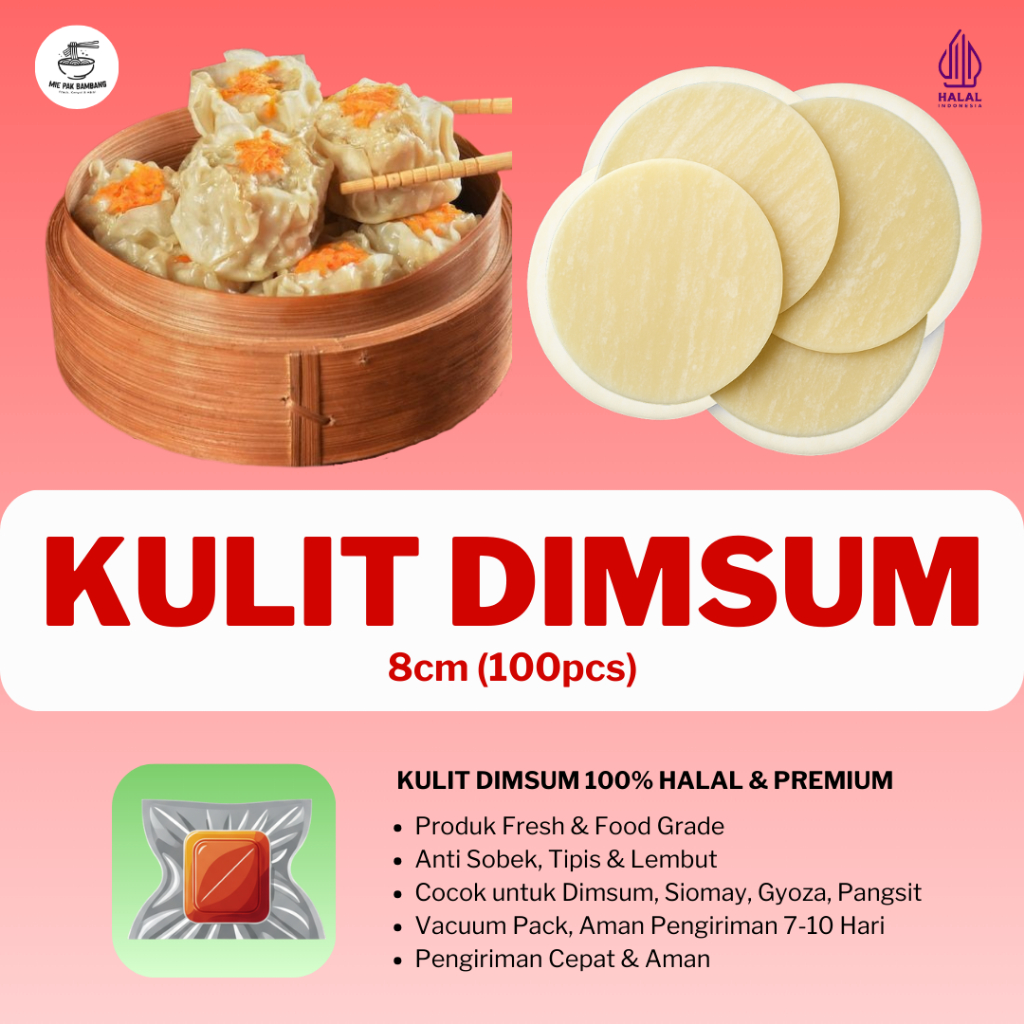 

Kulit Dimsum 100% Halal 8cm isi 100pcs - Kulit Pangsit Rebus Dumpling Gyoza Premium