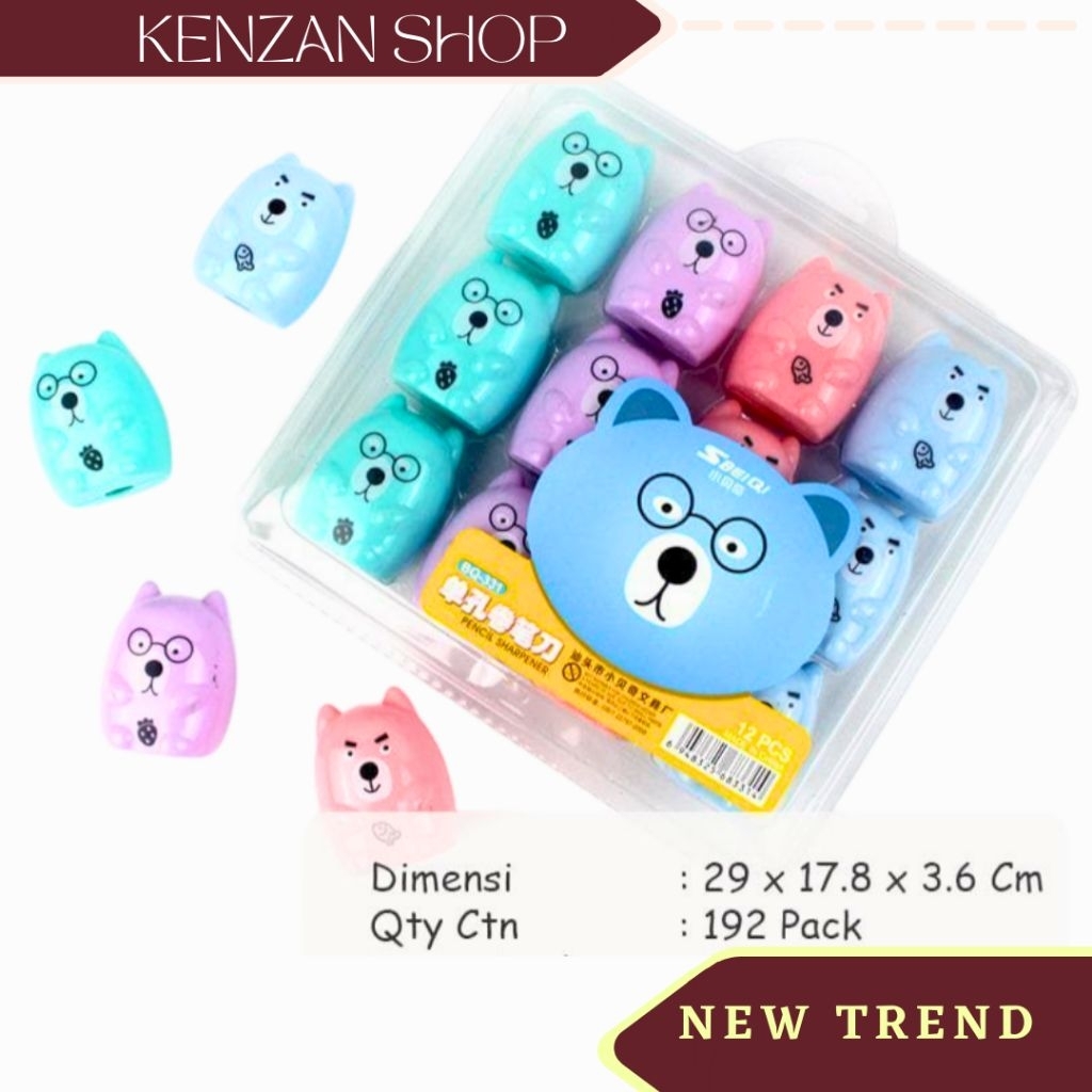 

Rautan Pensil Karakter Bear Lucu 1 Box 12 Pcs