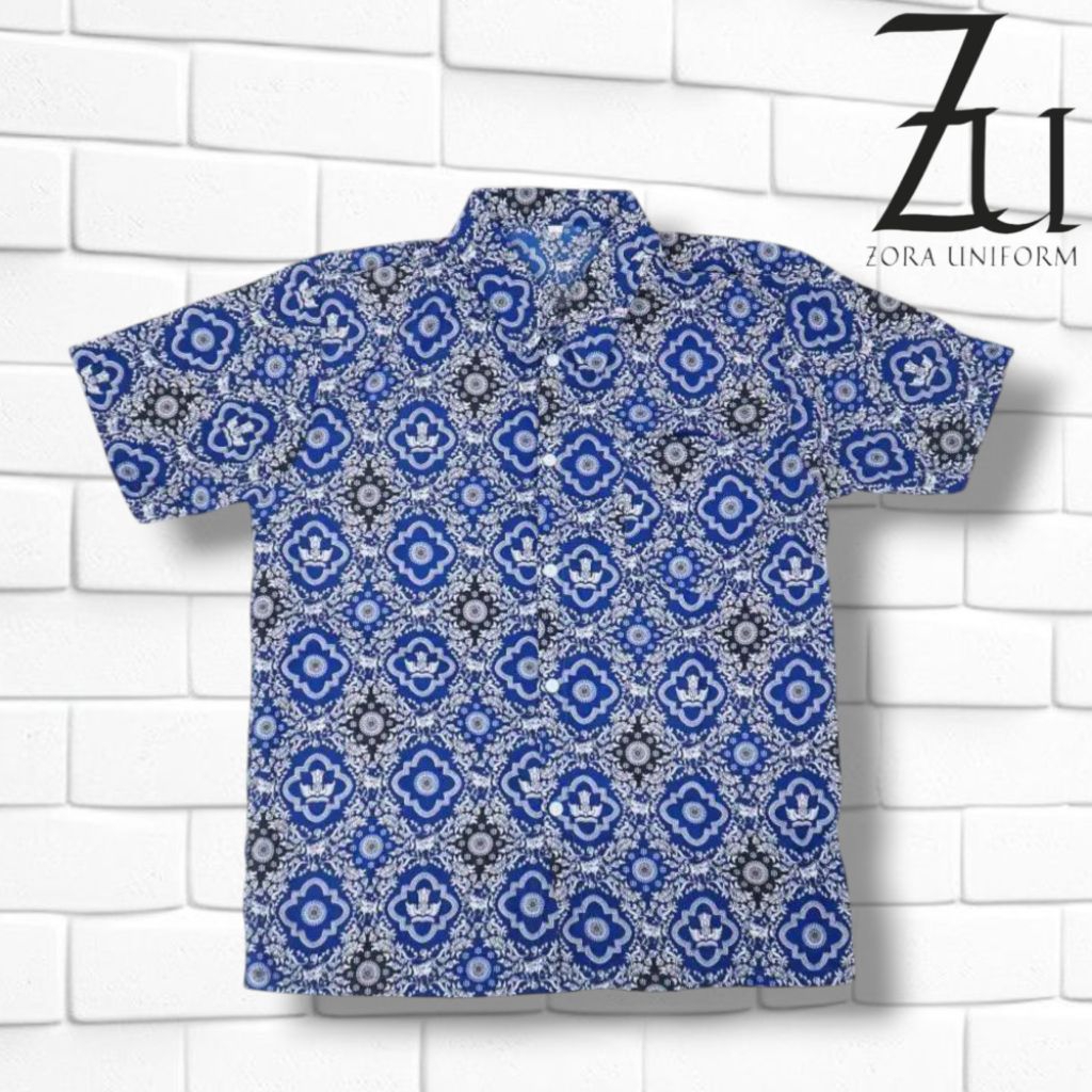 Baju Batik SMP Tunas Harapan Biru Lengan Pendek