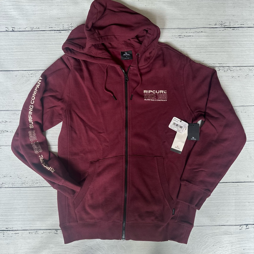 RIPCURL hoodie zipper jaket A19 pill sleeve z/t maroon ORIGINAL 100% sale