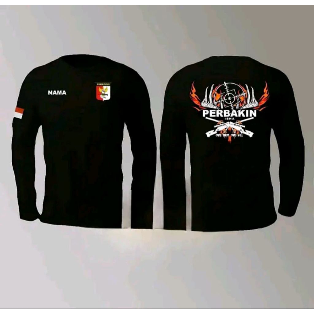 Kaos Lengan Panjang PERBAKIN Desian Senjata Free Nama Kaos Distro Unisex
