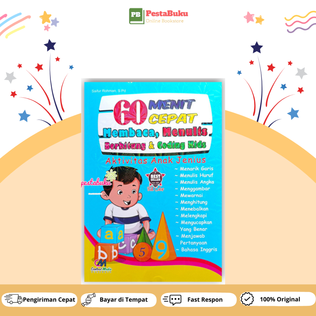 Buku Anak - 60 Menit Cepat Membaca Menulis Berhitung & Coding Kids - 128 CM