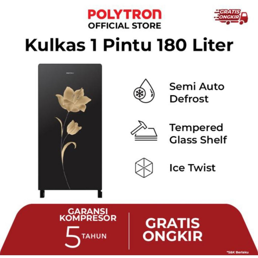 KULKAS POLYTRON 1 PINTU BELLEZA 180 LITER PRA18MNX KULKAS POLYTRON 1PINTU 18MNX