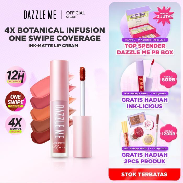 DAZZLE ME Official Store - Dazzle Me Ink-Matte Lip Cream dengan Hasil Akhir Matte Finish Longlast 12