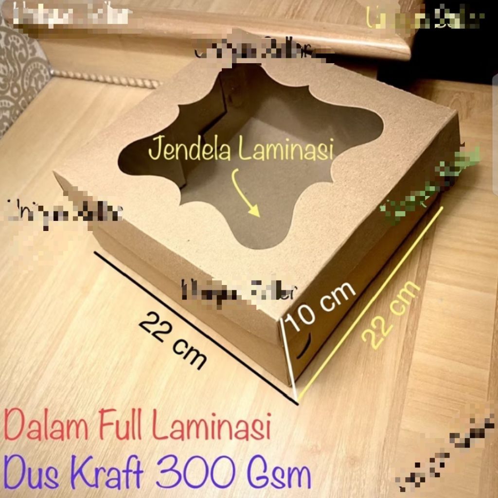 Kotak Kue Full Laminasi Motif Dus Kraft Bolu Kue Ulang Tahun Acara 22x22x10