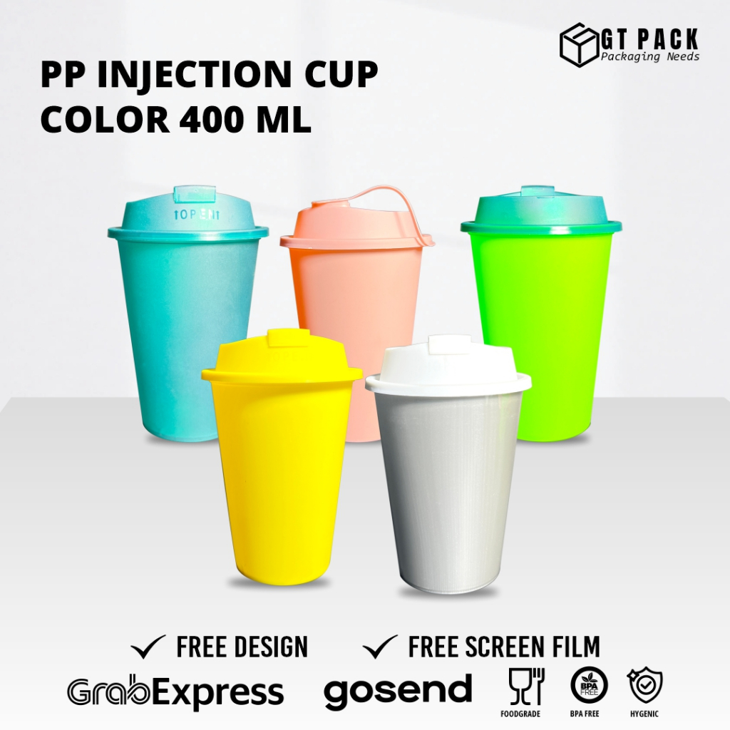 Cup Plastik PP Injection Datar 400 ML  Warna