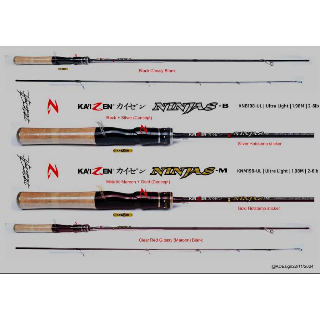 (TERMASUK PACKING PIPA) Joran Pancing Carbon Solid Ultra Light/Joran UL SPINNING KAIZEN  Ninjas 198c