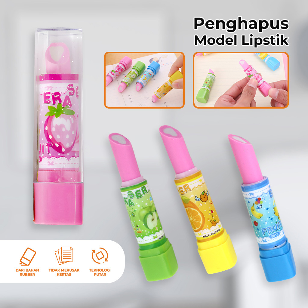 

EC Penghapus Model Lipstik Karakter Buah Random / Penghapus Pensil Eraser Buah Warna Warni Lucu / Penghapus Pensil Eraser Fruits Import Stockami A70