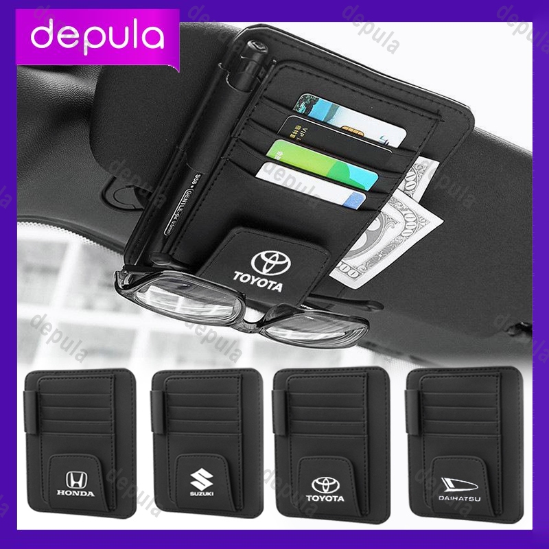 Card Holder Mobil /Tempat penyimpanan kartu e toll Visor Klip Kacamata Struk Organizer Premium Mini